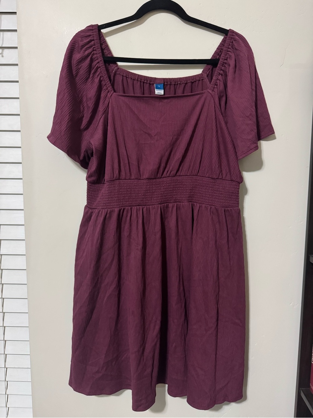 Old Navy Wine Square Neck Short Sleeve Dress